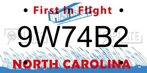 9W74B2 North Carolina License Plate