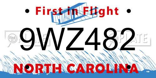 9WZ482 North Carolina License Plate