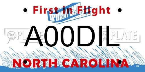 A00DIL North Carolina License Plate