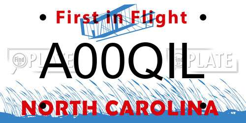 A00QIL North Carolina License Plate