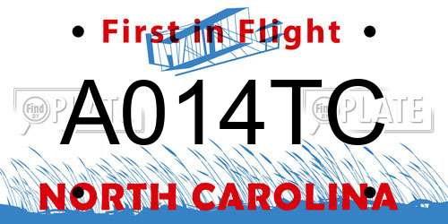 A014TC North Carolina License Plate