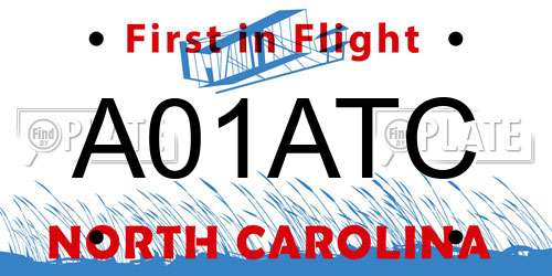 A01ATC North Carolina License Plate