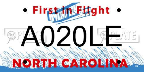 A020LE North Carolina License Plate