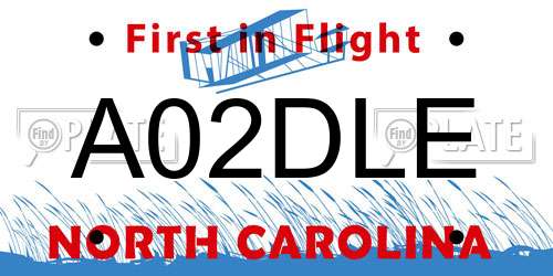 A02DLE North Carolina License Plate