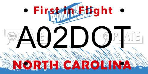 A02DOT North Carolina License Plate