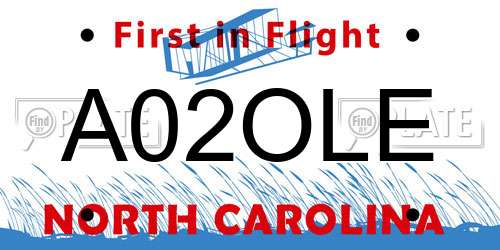 A02OLE North Carolina License Plate