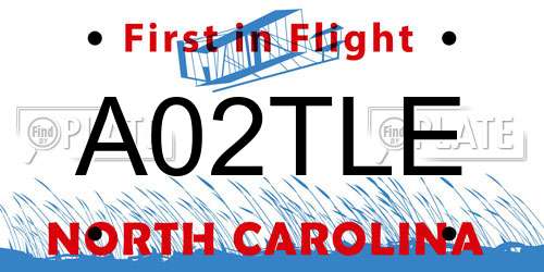 A02TLE North Carolina License Plate