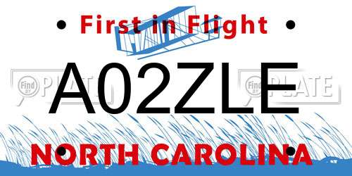 A02ZLE North Carolina License Plate