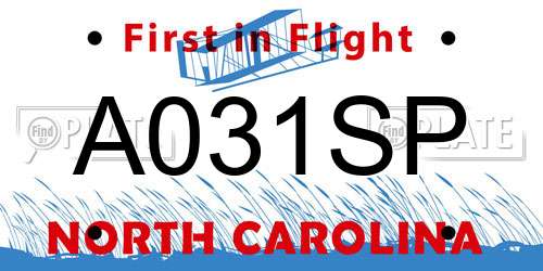 A031SP North Carolina License Plate