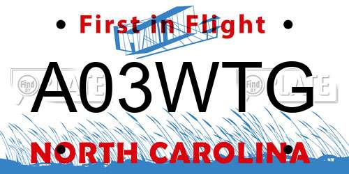 A03WTG North Carolina License Plate