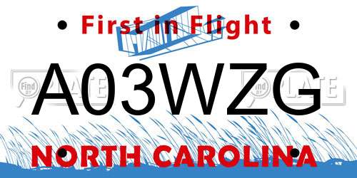 A03WZG North Carolina License Plate