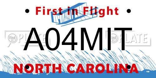 A04MIT North Carolina License Plate