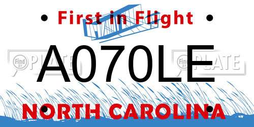 A070LE North Carolina License Plate