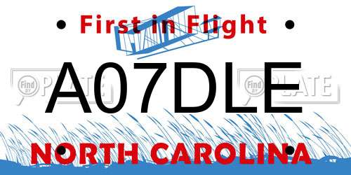 A07DLE North Carolina License Plate
