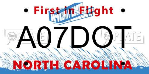 A07DOT North Carolina License Plate