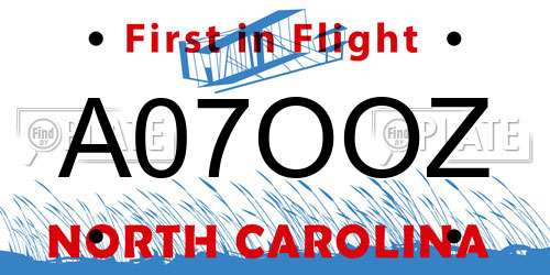 A07OOZ North Carolina License Plate