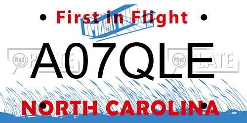 A07QLE North Carolina License Plate