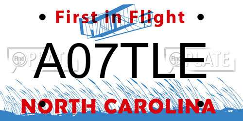 A07TLE North Carolina License Plate