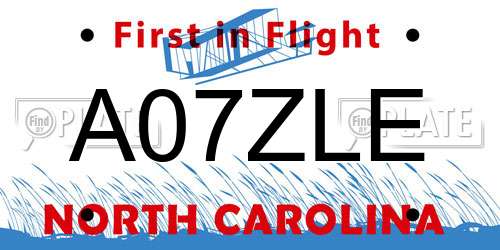 A07ZLE North Carolina License Plate