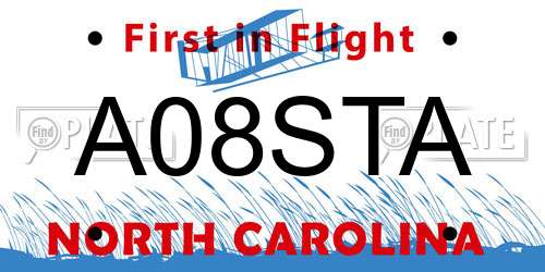 A08STA North Carolina License Plate