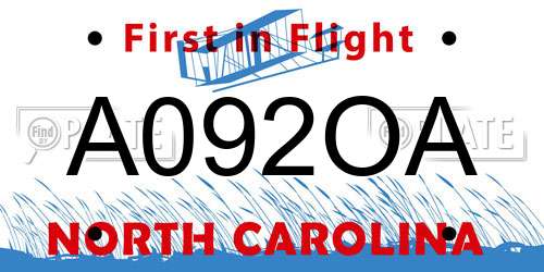 A092OA North Carolina License Plate