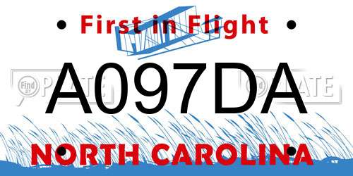 A097DA North Carolina License Plate