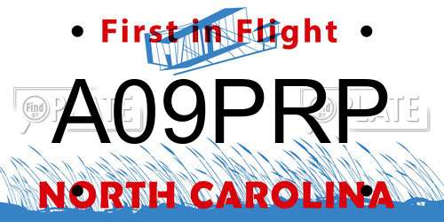 A09PRP North Carolina License Plate