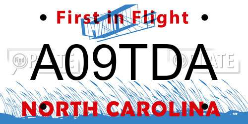 A09TDA North Carolina License Plate