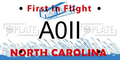 A0II North Carolina License Plate