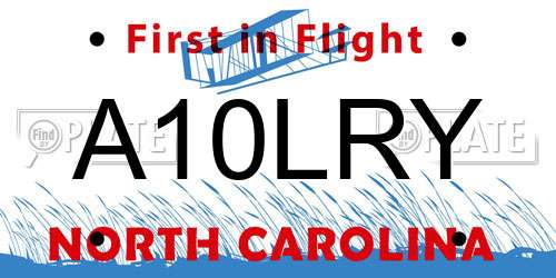 A10LRY North Carolina License Plate