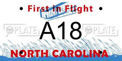 A18 North Carolina License Plate
