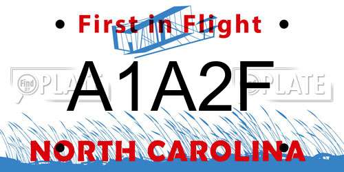 A1A2F North Carolina License Plate