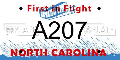 A207 North Carolina License Plate