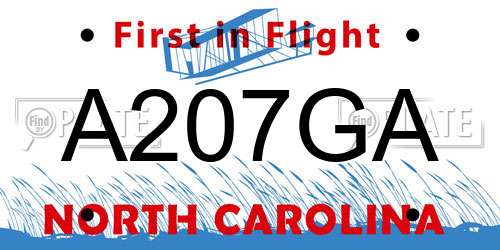 A207GA North Carolina License Plate