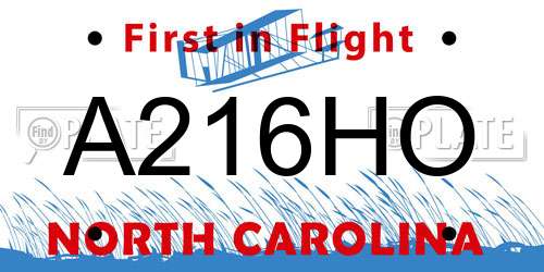 A216HO North Carolina License Plate