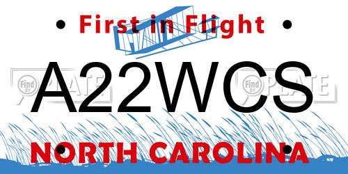 A22WCS North Carolina License Plate
