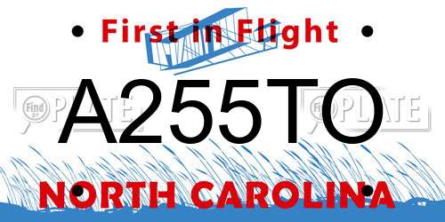 A255TO North Carolina License Plate