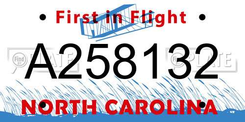 A258132 North Carolina License Plate