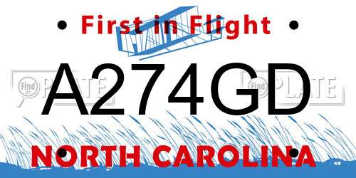 A274GD North Carolina License Plate