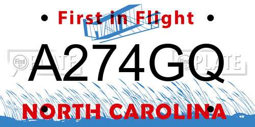 A274GQ North Carolina License Plate