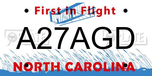 A27AGD North Carolina License Plate