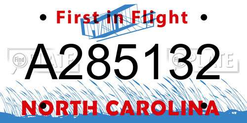 A285132 North Carolina License Plate