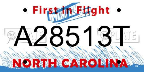 A28513T North Carolina License Plate