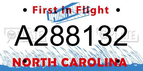 A288132 North Carolina License Plate