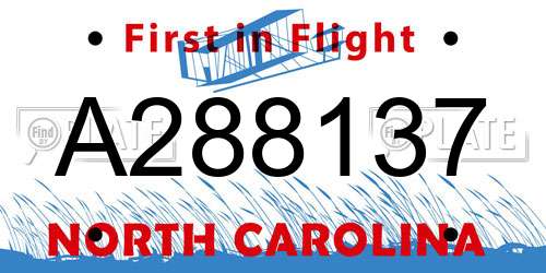 A288137 North Carolina License Plate
