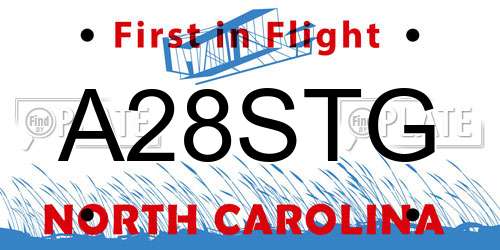 A28STG North Carolina License Plate