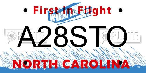 A28STO North Carolina License Plate