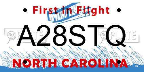 A28STQ North Carolina License Plate