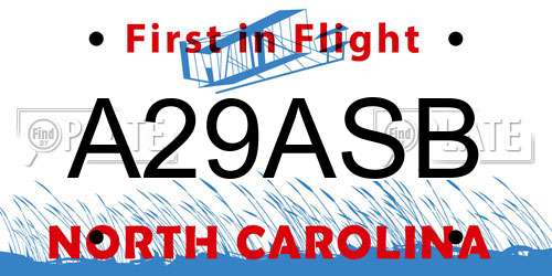 A29ASB North Carolina License Plate