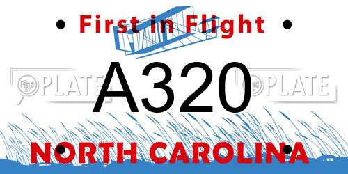 A320 North Carolina License Plate